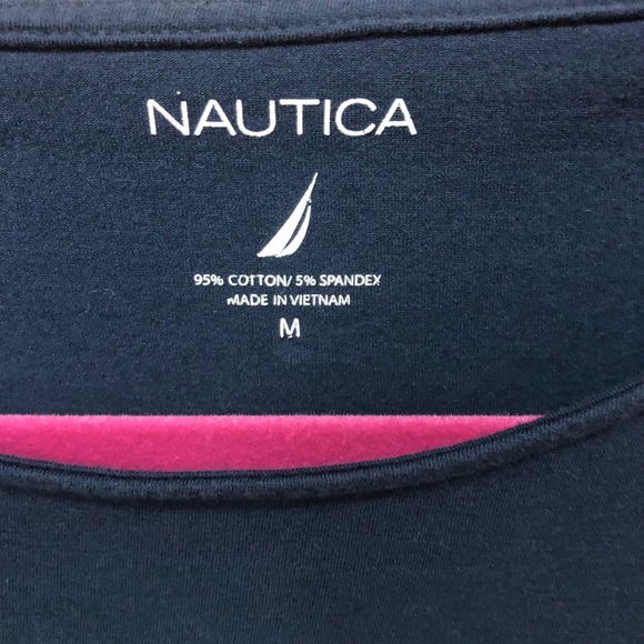 Nautica size medium green and navy striped top - Picture 7 of 8